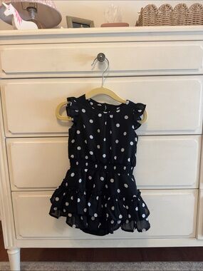 Janie and Jack Black and White Polka Dot Ruffle Dress